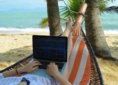computer on the beach